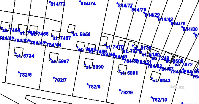 Parcela st. 784/48 v KÚ Třebíč, Katastrální mapa