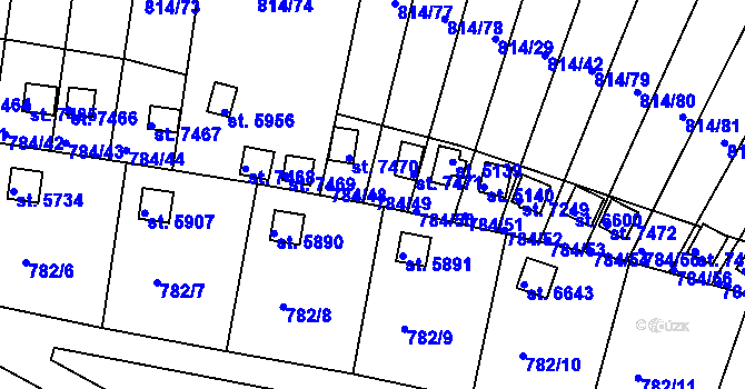 Parcela st. 784/49 v KÚ Třebíč, Katastrální mapa