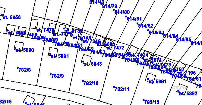 Parcela st. 784/54 v KÚ Třebíč, Katastrální mapa