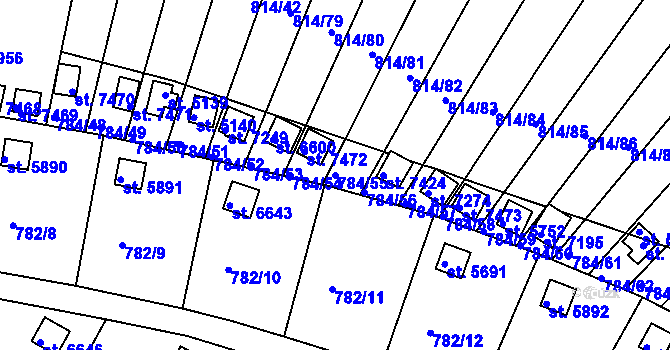 Parcela st. 784/55 v KÚ Třebíč, Katastrální mapa