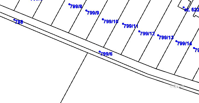 Parcela st. 799/6 v KÚ Třebíč, Katastrální mapa
