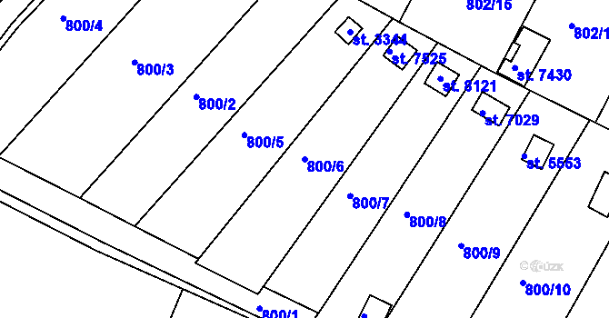 Parcela st. 800/6 v KÚ Třebíč, Katastrální mapa