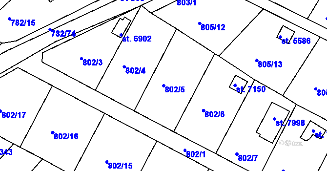 Parcela st. 802/5 v KÚ Třebíč, Katastrální mapa