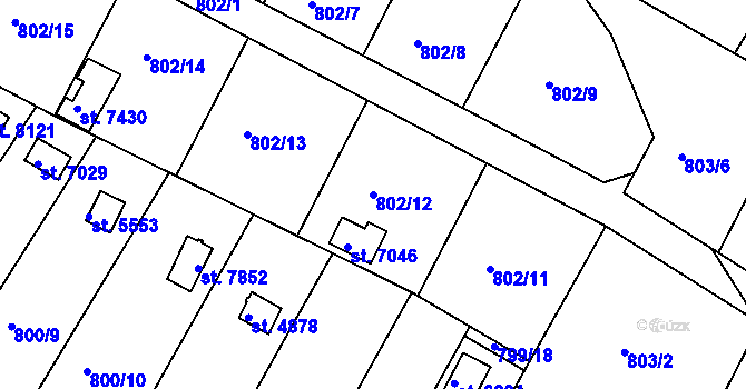 Parcela st. 802/12 v KÚ Třebíč, Katastrální mapa