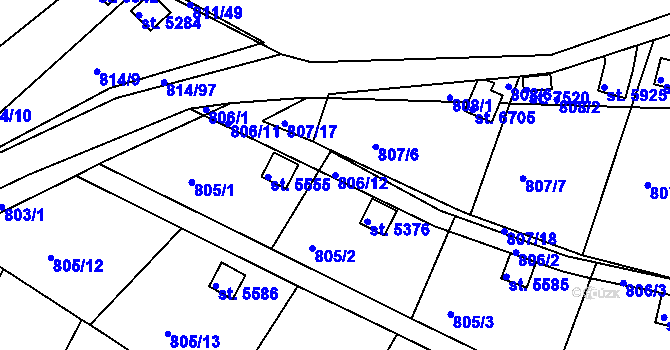 Parcela st. 806/12 v KÚ Třebíč, Katastrální mapa