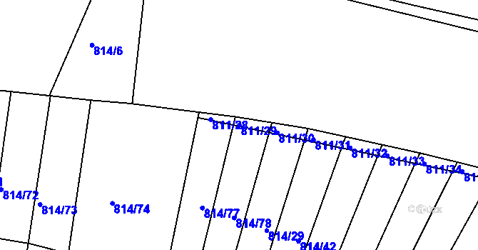 Parcela st. 811/29 v KÚ Třebíč, Katastrální mapa