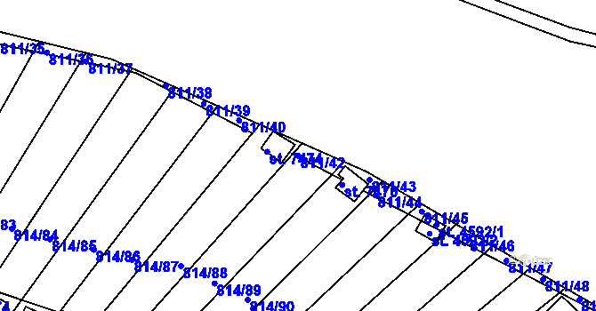 Parcela st. 811/42 v KÚ Třebíč, Katastrální mapa