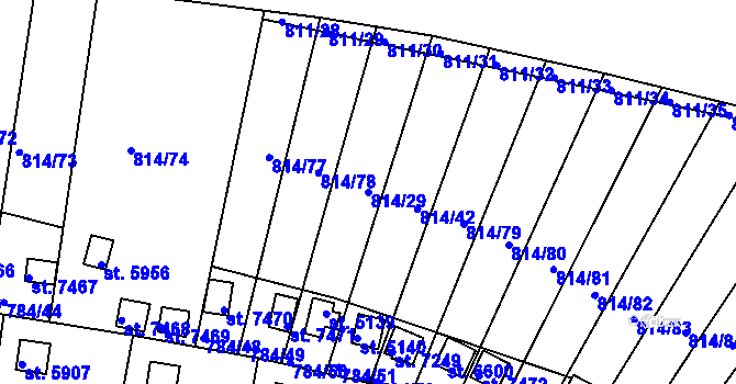 Parcela st. 814/29 v KÚ Třebíč, Katastrální mapa