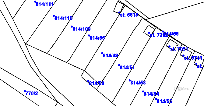 Parcela st. 814/49 v KÚ Třebíč, Katastrální mapa