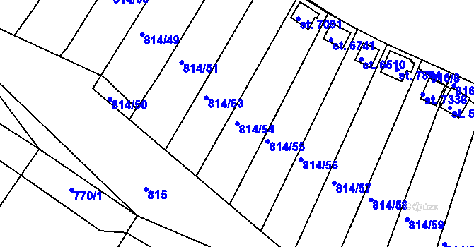 Parcela st. 814/54 v KÚ Třebíč, Katastrální mapa