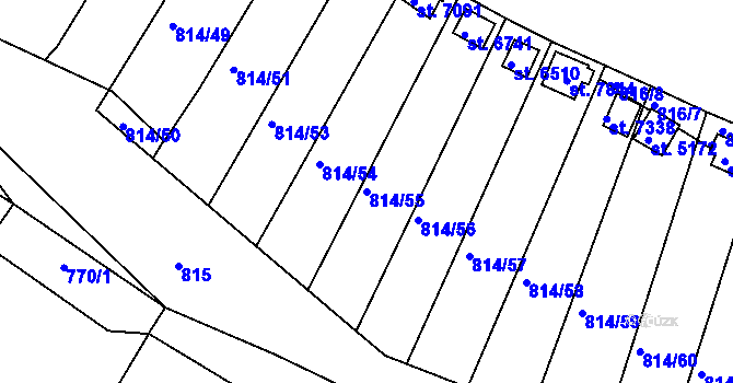 Parcela st. 814/55 v KÚ Třebíč, Katastrální mapa