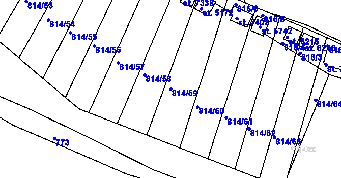 Parcela st. 814/59 v KÚ Třebíč, Katastrální mapa