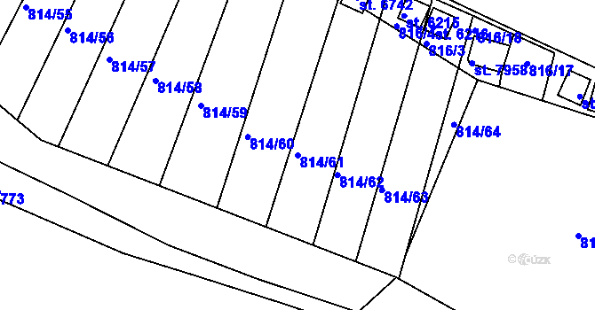 Parcela st. 814/61 v KÚ Třebíč, Katastrální mapa