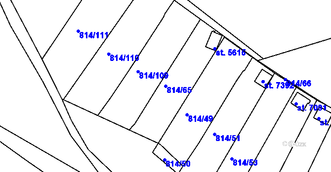Parcela st. 814/65 v KÚ Třebíč, Katastrální mapa