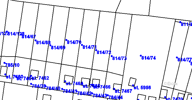 Parcela st. 814/72 v KÚ Třebíč, Katastrální mapa