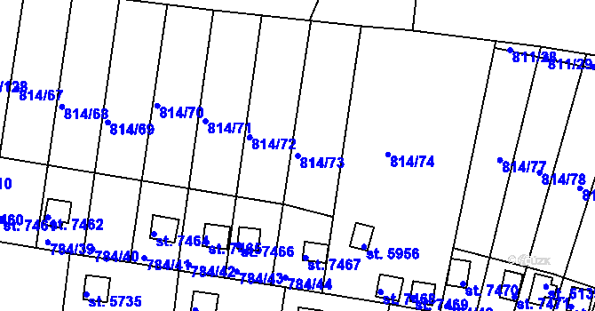Parcela st. 814/73 v KÚ Třebíč, Katastrální mapa