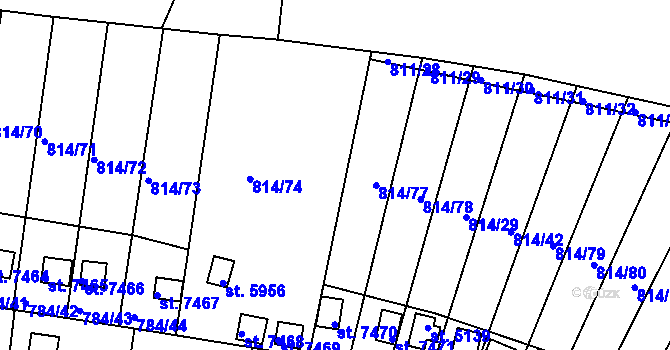 Parcela st. 814/76 v KÚ Třebíč, Katastrální mapa