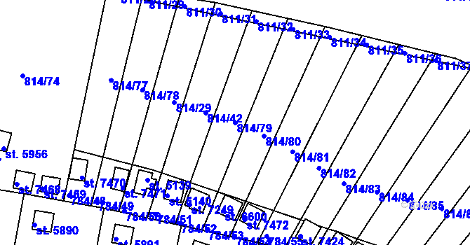 Parcela st. 814/79 v KÚ Třebíč, Katastrální mapa