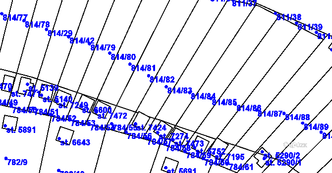 Parcela st. 814/83 v KÚ Třebíč, Katastrální mapa