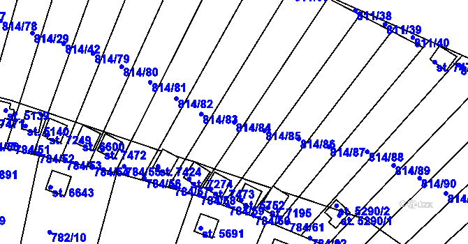 Parcela st. 814/84 v KÚ Třebíč, Katastrální mapa