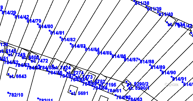 Parcela st. 814/85 v KÚ Třebíč, Katastrální mapa