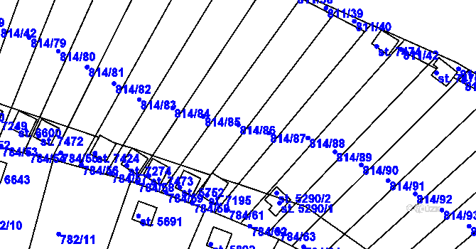 Parcela st. 814/86 v KÚ Třebíč, Katastrální mapa