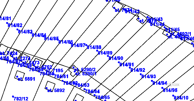 Parcela st. 814/89 v KÚ Třebíč, Katastrální mapa