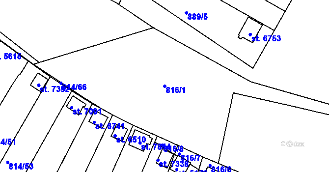 Parcela st. 816/1 v KÚ Třebíč, Katastrální mapa