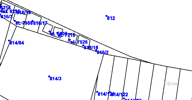 Parcela st. 816/2 v KÚ Třebíč, Katastrální mapa