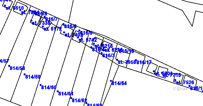 Parcela st. 816/3 v KÚ Třebíč, Katastrální mapa
