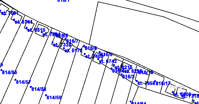 Parcela st. 816/5 v KÚ Třebíč, Katastrální mapa
