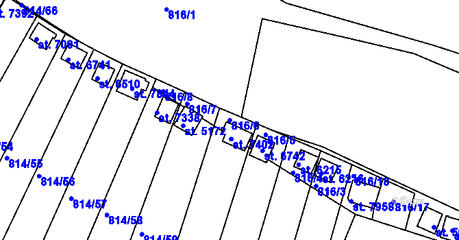 Parcela st. 816/6 v KÚ Třebíč, Katastrální mapa
