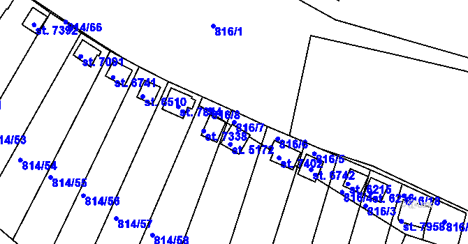 Parcela st. 816/7 v KÚ Třebíč, Katastrální mapa