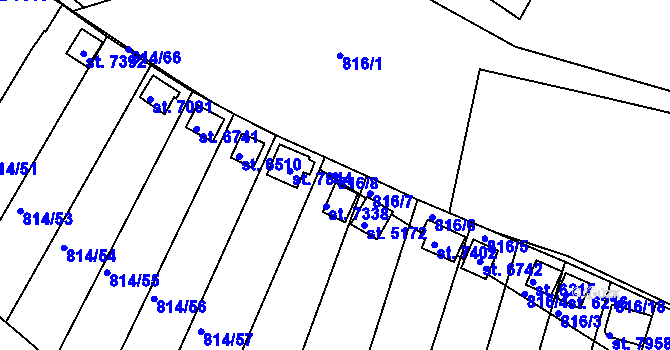 Parcela st. 816/8 v KÚ Třebíč, Katastrální mapa