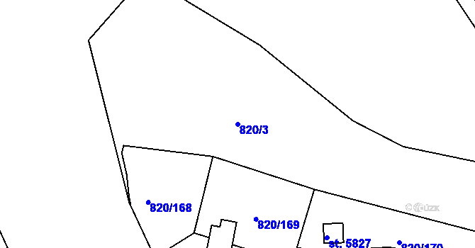 Parcela st. 820/3 v KÚ Třebíč, Katastrální mapa