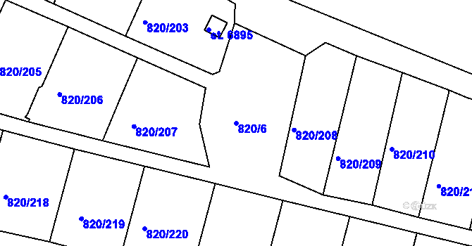 Parcela st. 820/6 v KÚ Třebíč, Katastrální mapa