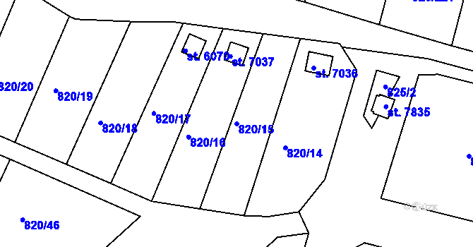Parcela st. 820/15 v KÚ Třebíč, Katastrální mapa