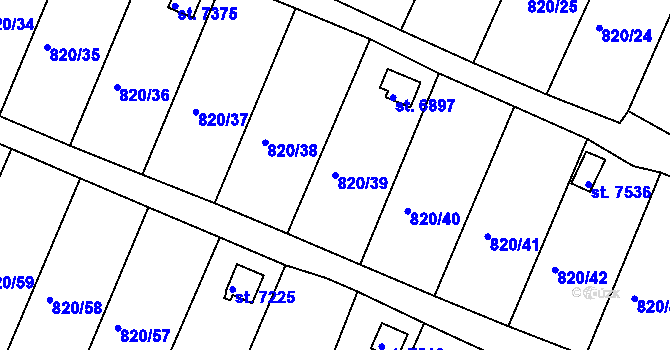 Parcela st. 820/39 v KÚ Třebíč, Katastrální mapa
