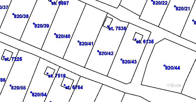 Parcela st. 820/42 v KÚ Třebíč, Katastrální mapa