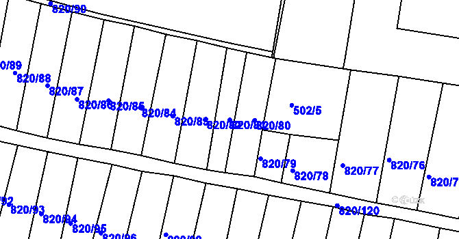Parcela st. 820/81 v KÚ Třebíč, Katastrální mapa