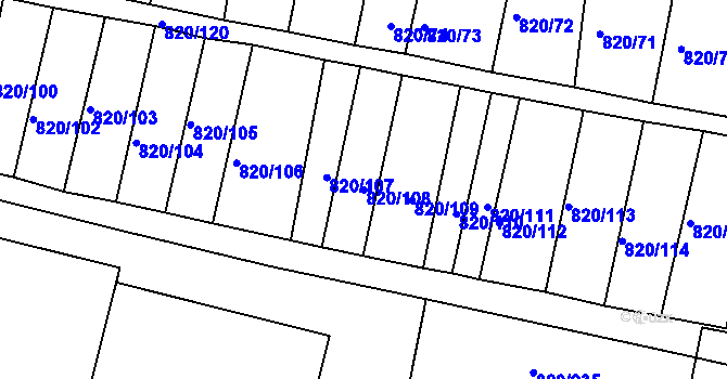 Parcela st. 820/108 v KÚ Třebíč, Katastrální mapa