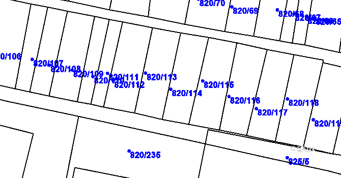 Parcela st. 820/114 v KÚ Třebíč, Katastrální mapa
