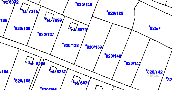 Parcela st. 820/139 v KÚ Třebíč, Katastrální mapa