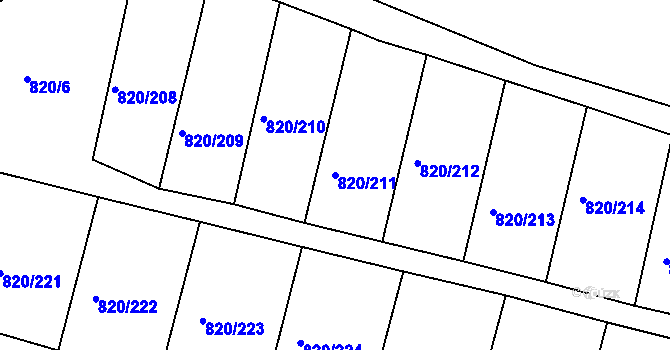 Parcela st. 820/211 v KÚ Třebíč, Katastrální mapa