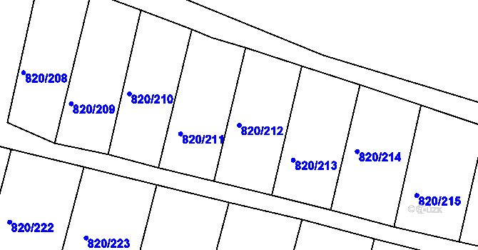 Parcela st. 820/212 v KÚ Třebíč, Katastrální mapa