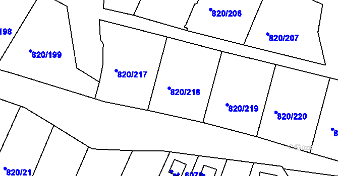 Parcela st. 820/218 v KÚ Třebíč, Katastrální mapa