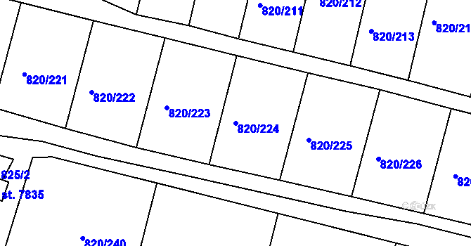 Parcela st. 820/224 v KÚ Třebíč, Katastrální mapa