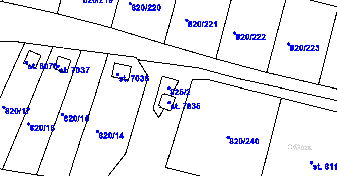 Parcela st. 825/2 v KÚ Třebíč, Katastrální mapa