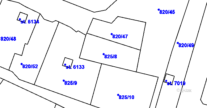 Parcela st. 825/8 v KÚ Třebíč, Katastrální mapa
