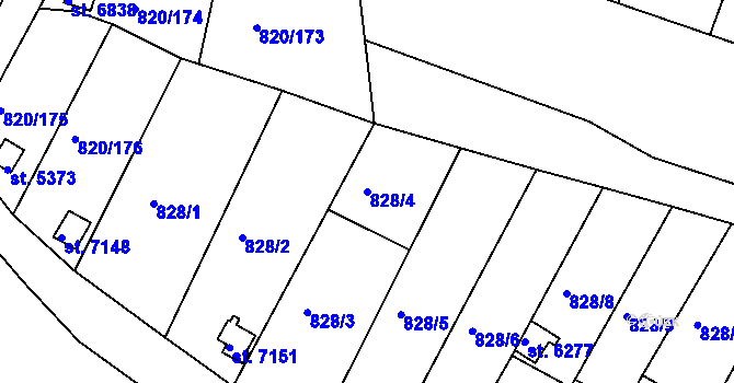 Parcela st. 828/4 v KÚ Třebíč, Katastrální mapa